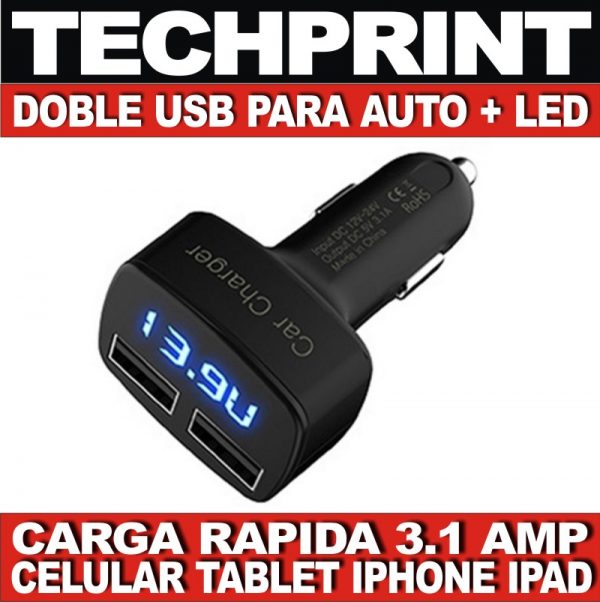 CARGADOR COCHE DOBLE USB 3.1A