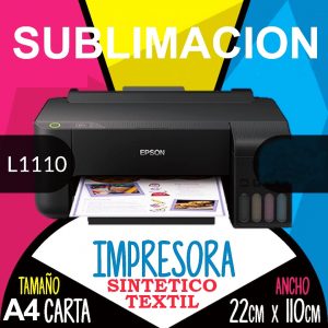 Impresora Epson EcoTank L1110 + 4 Tintas Sublimación + Papel Sublimación A4 100 Hojas