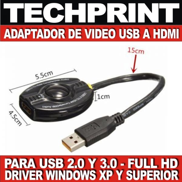 Adaptador de video Convertidor Usb A Hdmi Full Hd Laptop Pc TechPrint SAC