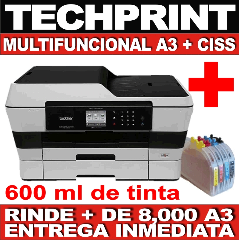 Impresora A3 Multifuncion Brother Scanner A3 Wifi 6720 + Sistema Continuo -  TechPrint SAC