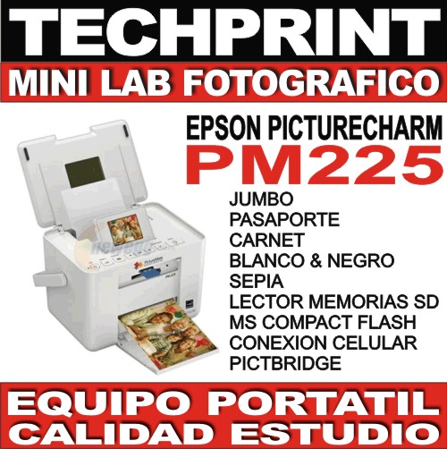 lotería Suyo Dirección Mini Lab Estudio Fotografico Portatil Epson Picturemate Profesional PM225 -  TechPrint SAC