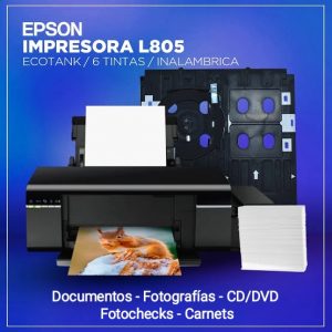 Impresora Epson L805 Fotografica para Fotochecks Fotos DVD con Tinta PVC UV